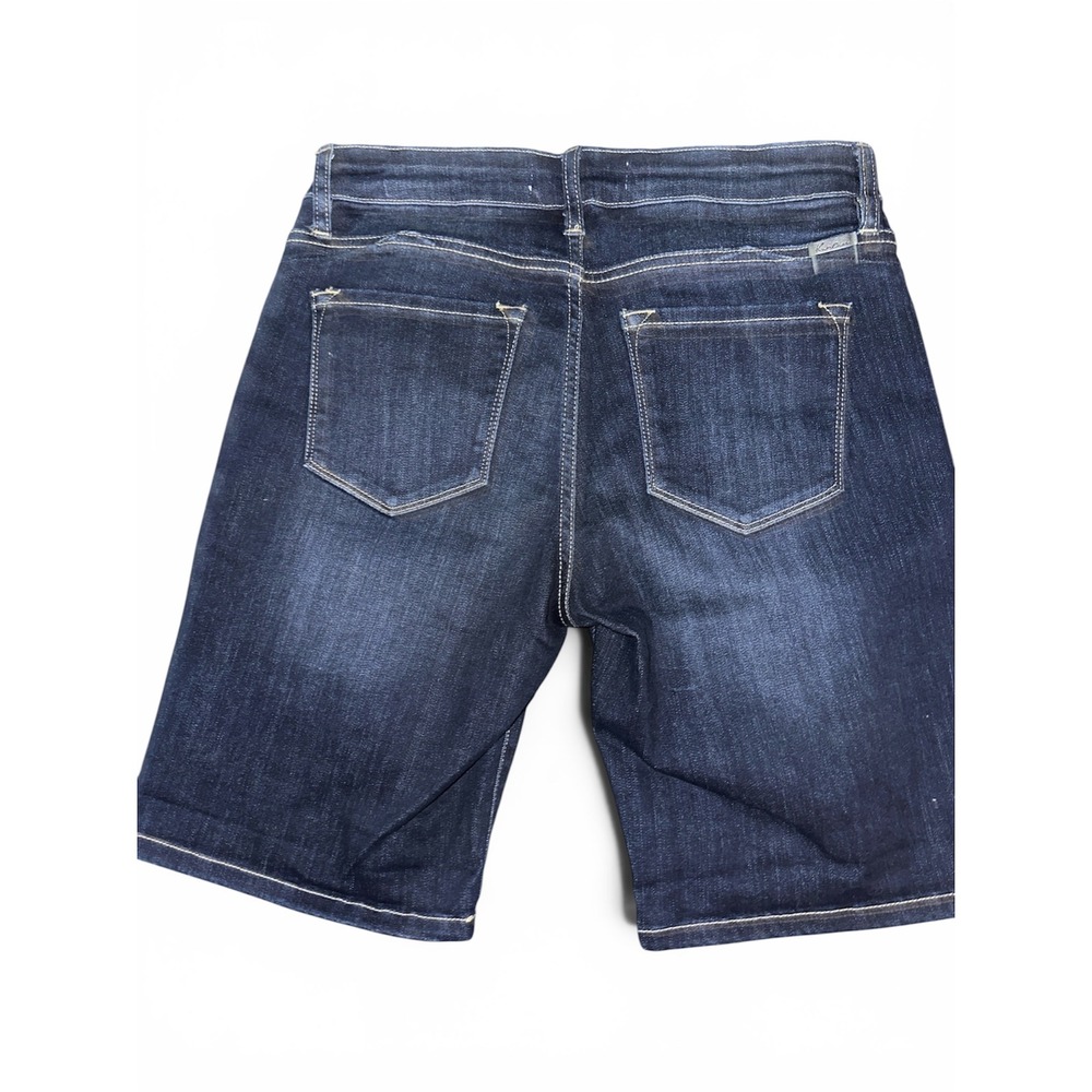 KanCan Womens Dark Wash Denim Bermuda Shorts KC8614D Size L Stretch Mid Rise - Picture 2 of 3